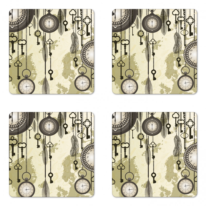 Green Old 20s Design Coaster Set Of Four