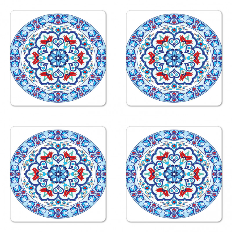 European Floral Tulips Coaster Set Of Four