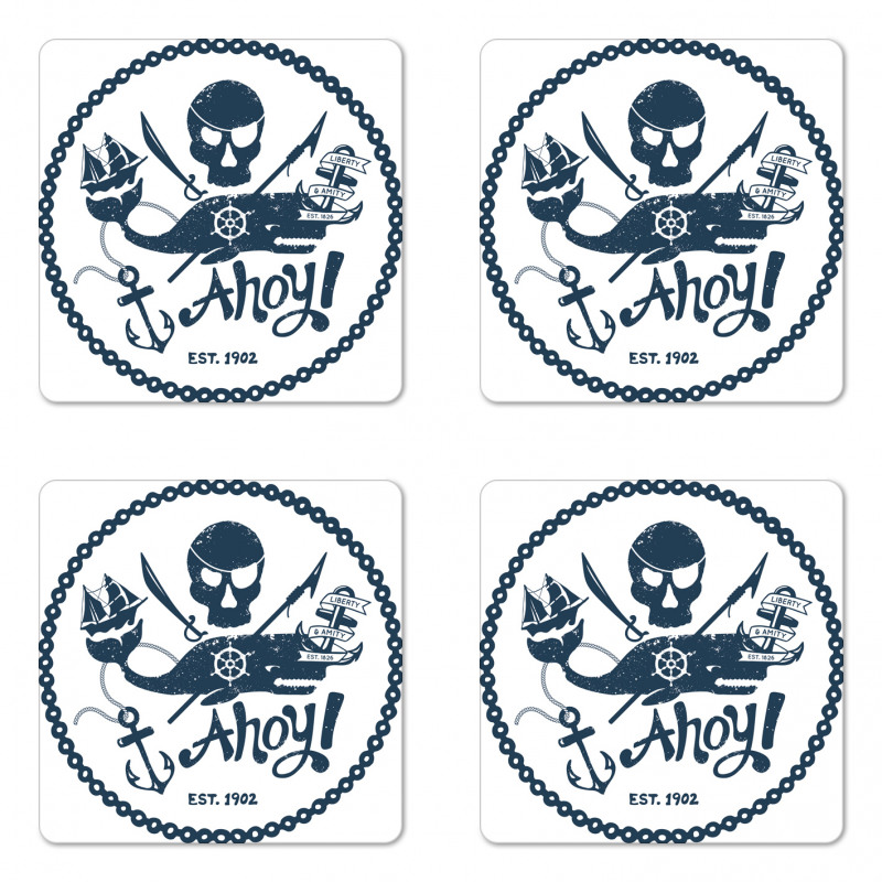 Nautical Pirate Skull Coaster Set Of Four