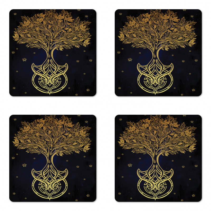 Night Stars Abstract Coaster Set Of Four