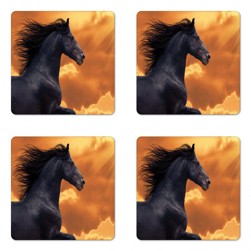 Galloping Friesian Horse Coaster Set Of Four