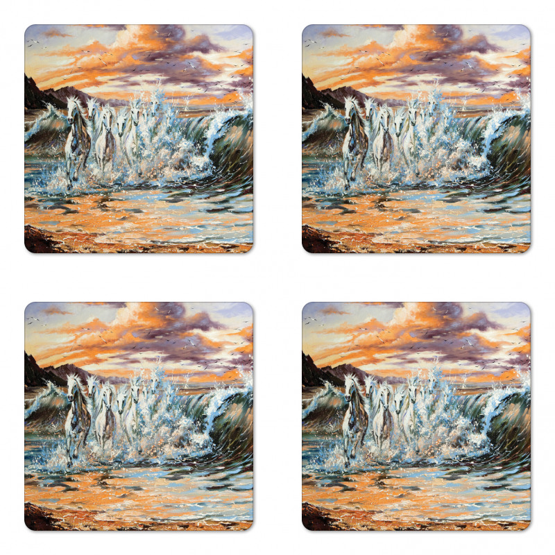 Retro Surreal Horses Coaster Set Of Four