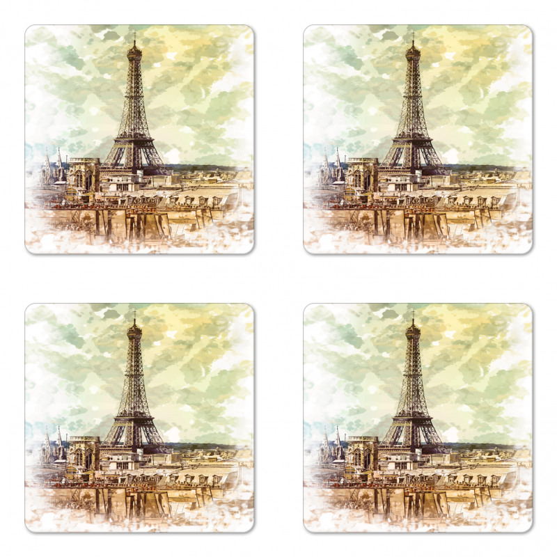 Eiffel Tower Skyline Coaster Set Of Four