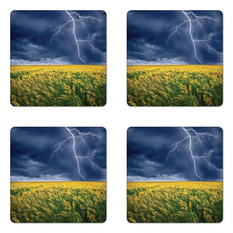 Thunder Bolt Rural Field Coaster Set Of Four