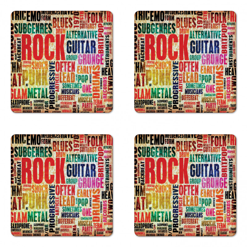 Music Rock 'n' Roll Poster Coaster Set Of Four