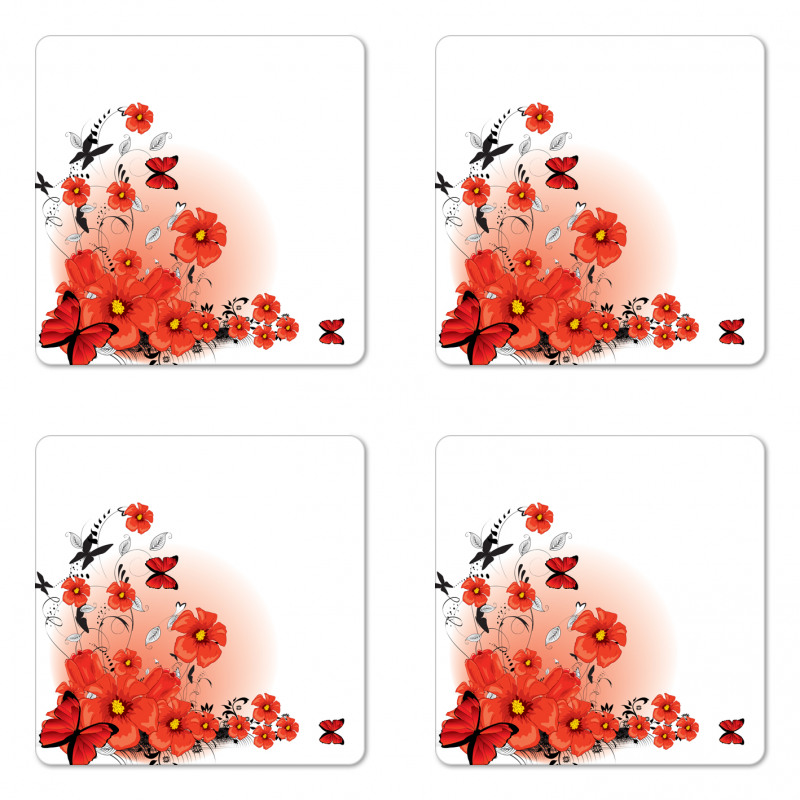 Cartoon Poppy Fresh Art Coaster Set Of Four