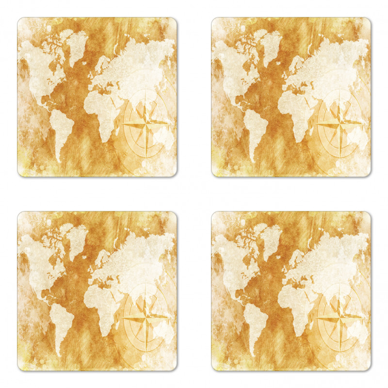 Old Fashioned World Map Coaster Set Of Four