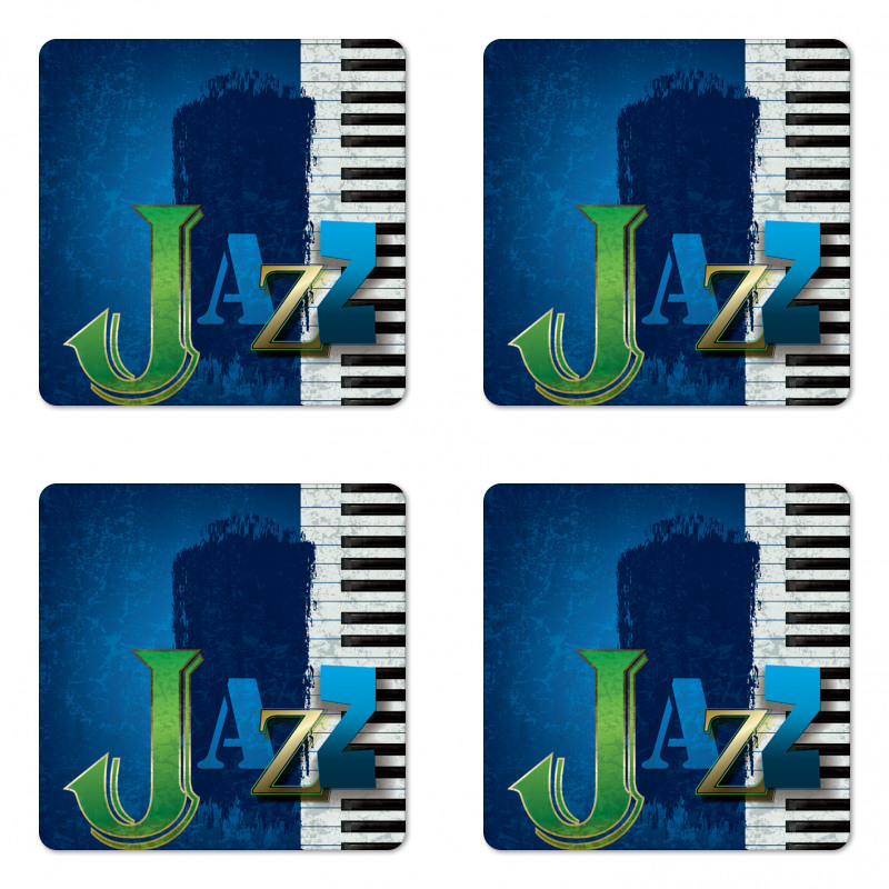 Jazz Music Keys Guitar Coaster Set Of Four