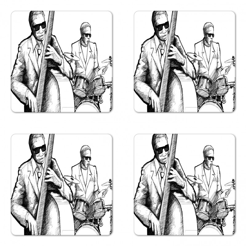 Jazz Band Musicians Coaster Set Of Four