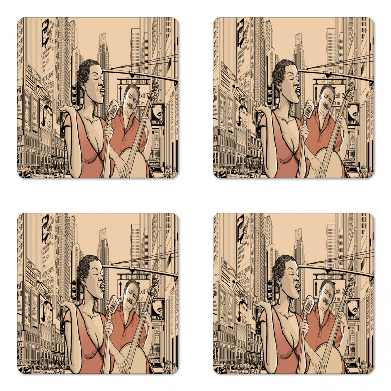 Jazz Singer Guitarist Coaster Set Of Four