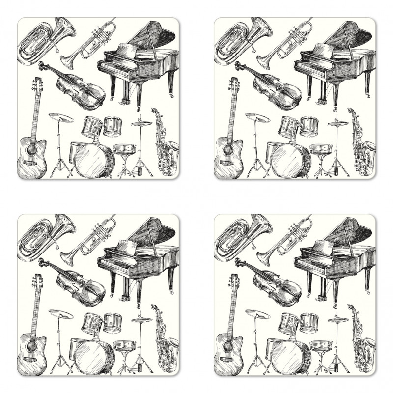 Musical Instruments Coaster Set Of Four