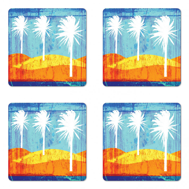 Tropic Beach Palms Coaster Set Of Four