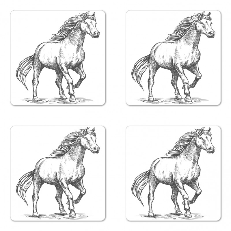 Sketchy Graphic of a Horse Coaster Set Of Four