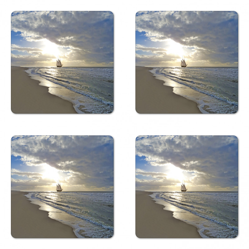 Sailing Shipt Sunset Coaster Set Of Four