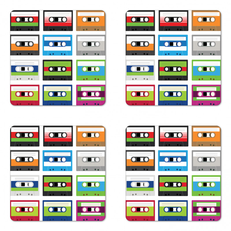 Retro Cassette Collage Coaster Set Of Four