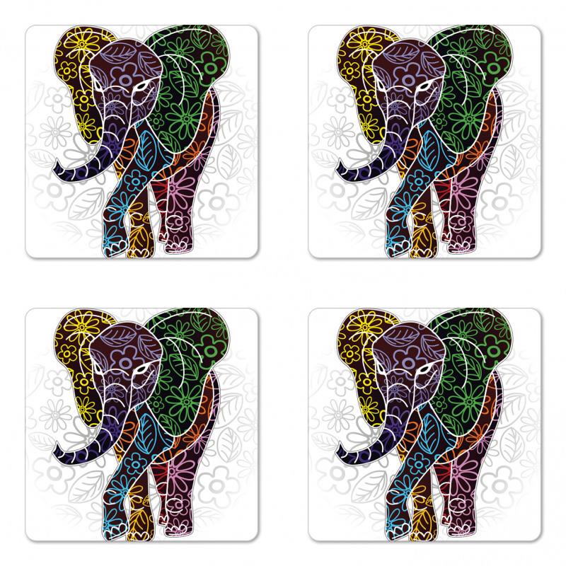 Floral Tribal Shapes Coaster Set Of Four