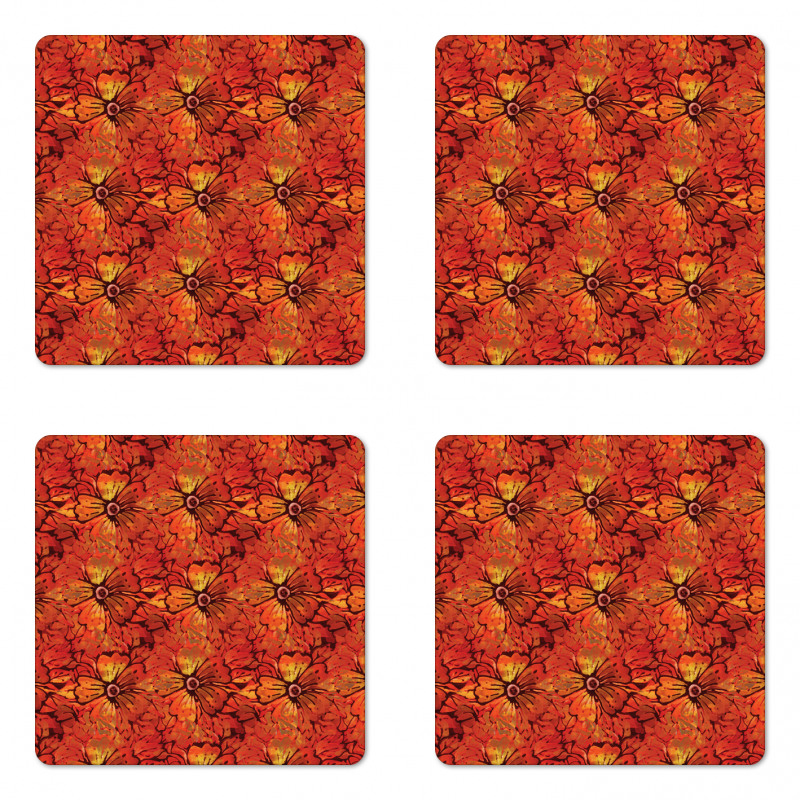 Grungy Flower Romantic Coaster Set Of Four