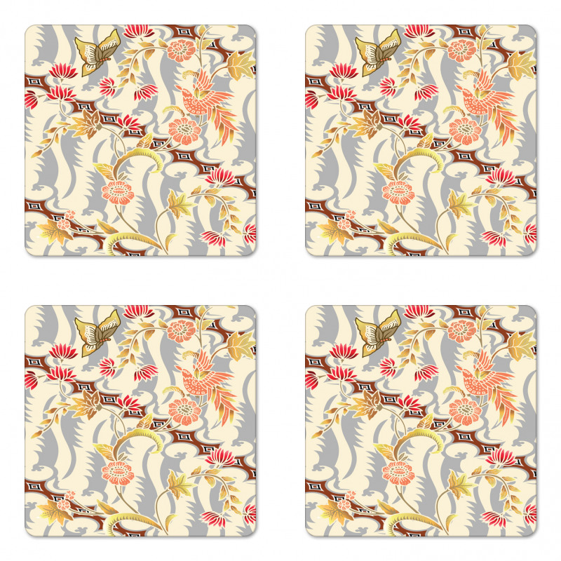 Flower Butterfly Spring Coaster Set Of Four