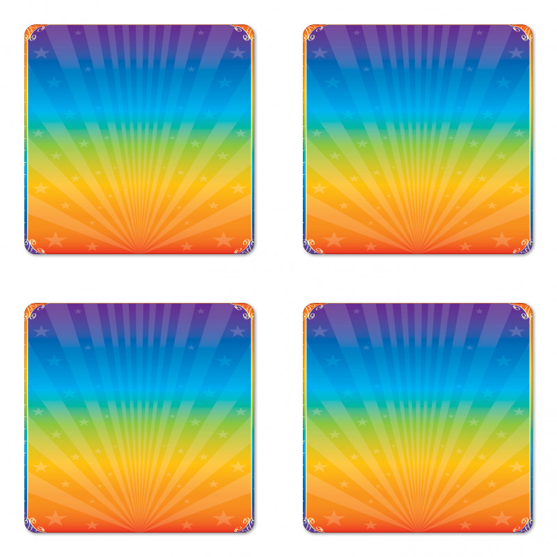 Retro Rainbow Colored Frame Coaster Set Of Four