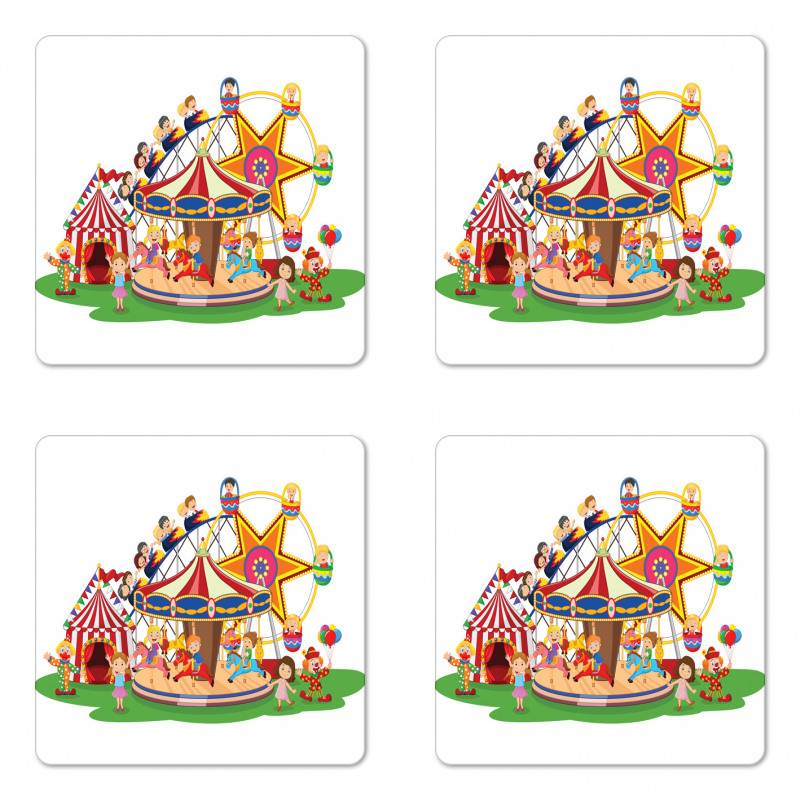 Clowns and Children Fun Art Coaster Set Of Four