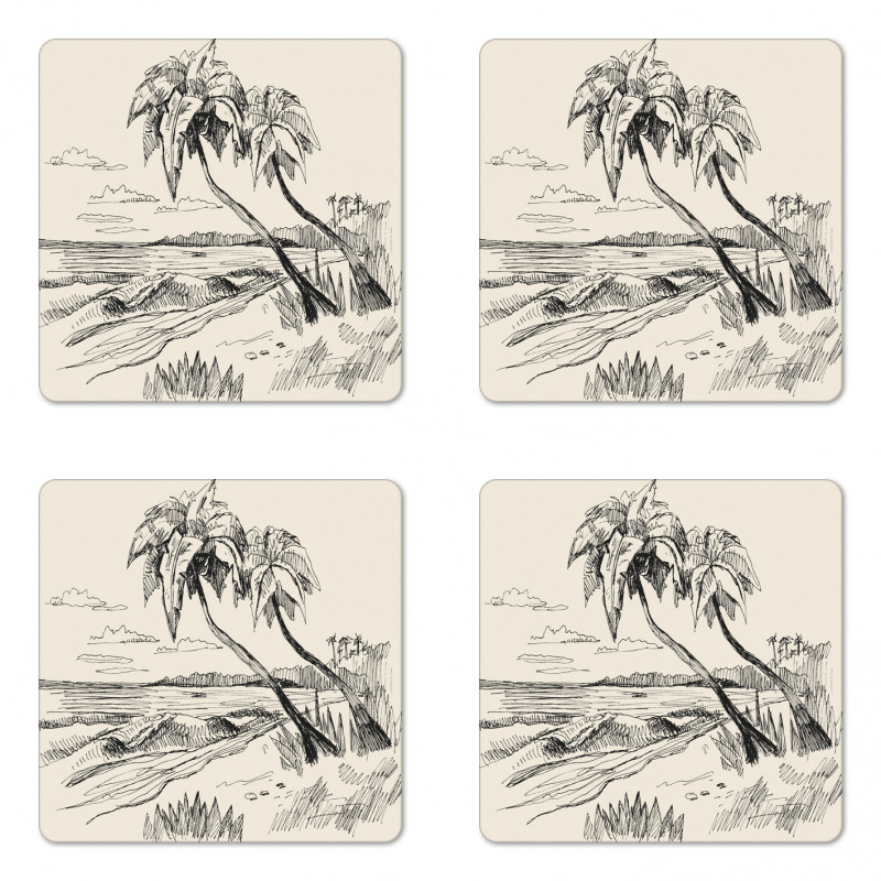 Tropical Beach Sketch Coaster Set Of Four