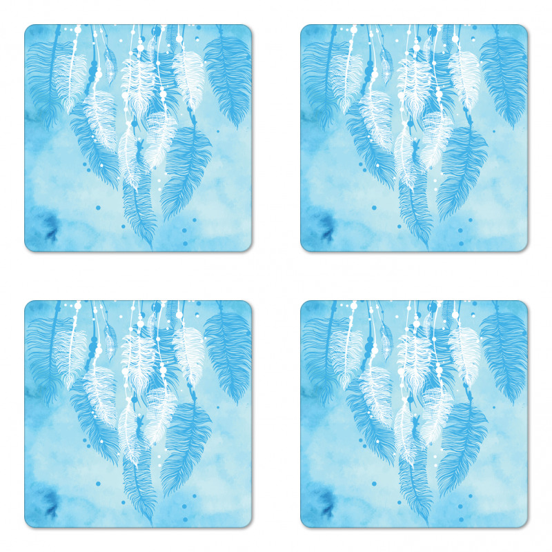 Boho Feather Coaster Set Of Four