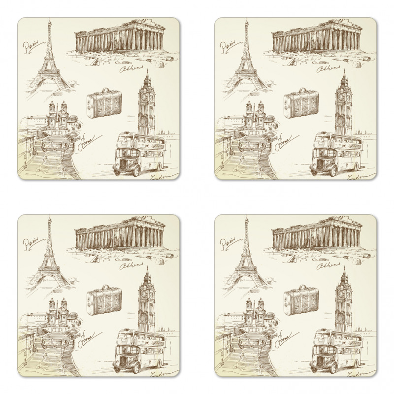 Travel over Europe Coaster Set Of Four