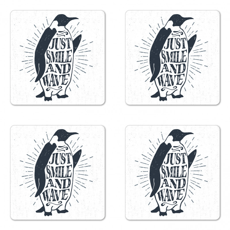 Penguin and Words Coaster Set Of Four