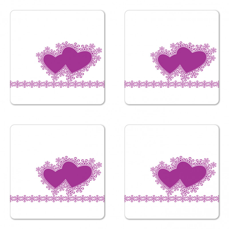 Romance Art 2 Heart Motifs Coaster Set Of Four