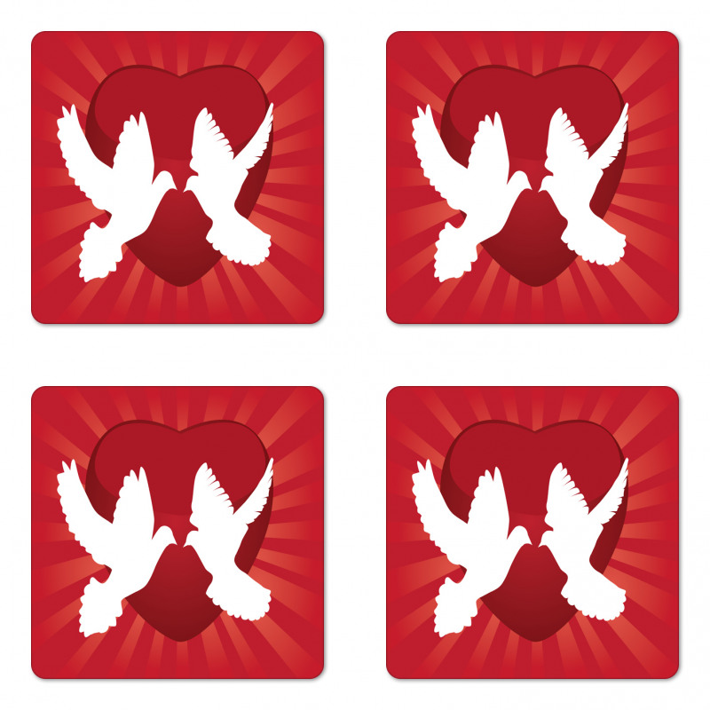 Doves Peace Symbol Romantic Coaster Set Of Four