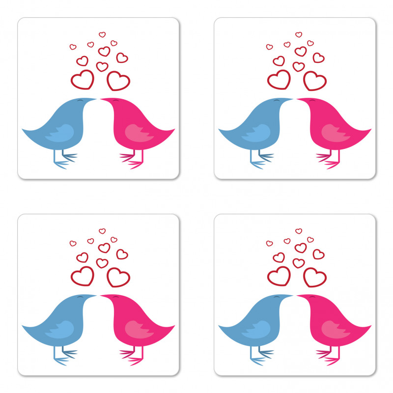 Birds Heart Symbols Romance Coaster Set Of Four