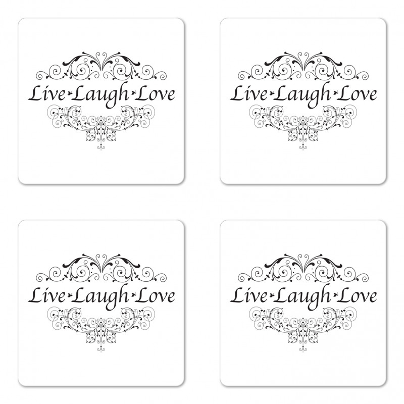 Live Laugh Love Curlicue Art Coaster Set Of Four