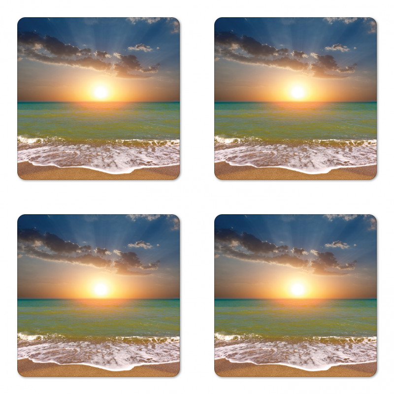 Sandy Beach Waves Sunset Coaster Set Of Four