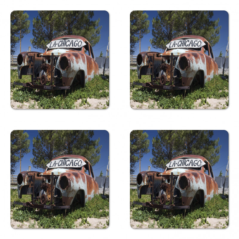 Old Abandoned Car USA Coaster Set Of Four