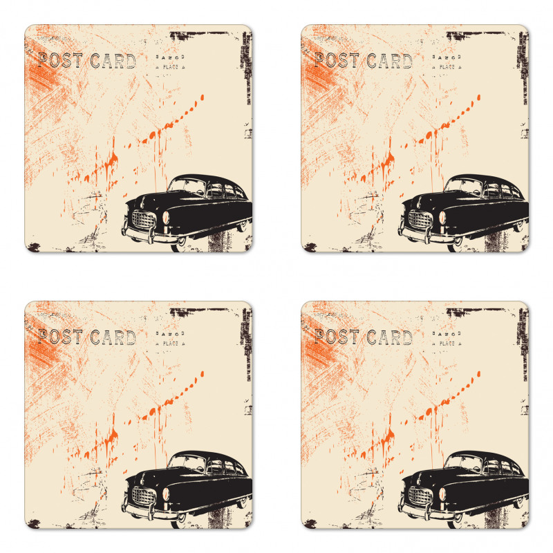 Old Fashioned Car Art Coaster Set Of Four