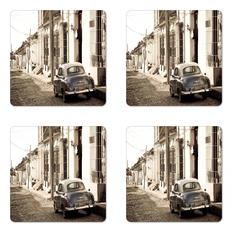 Old Car Cuba Street Coaster Set Of Four