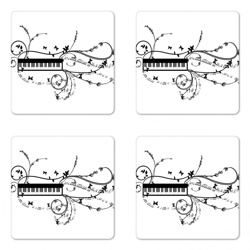 Keyboard Curlicue Motif Art Coaster Set Of Four