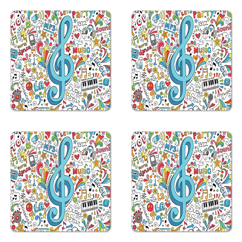 Big Clef with Doodles Around Coaster Set Of Four
