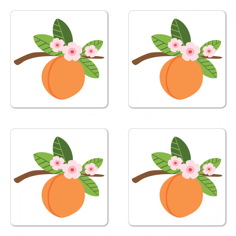 Fruit Branch with Flowers Coaster Set Of Four