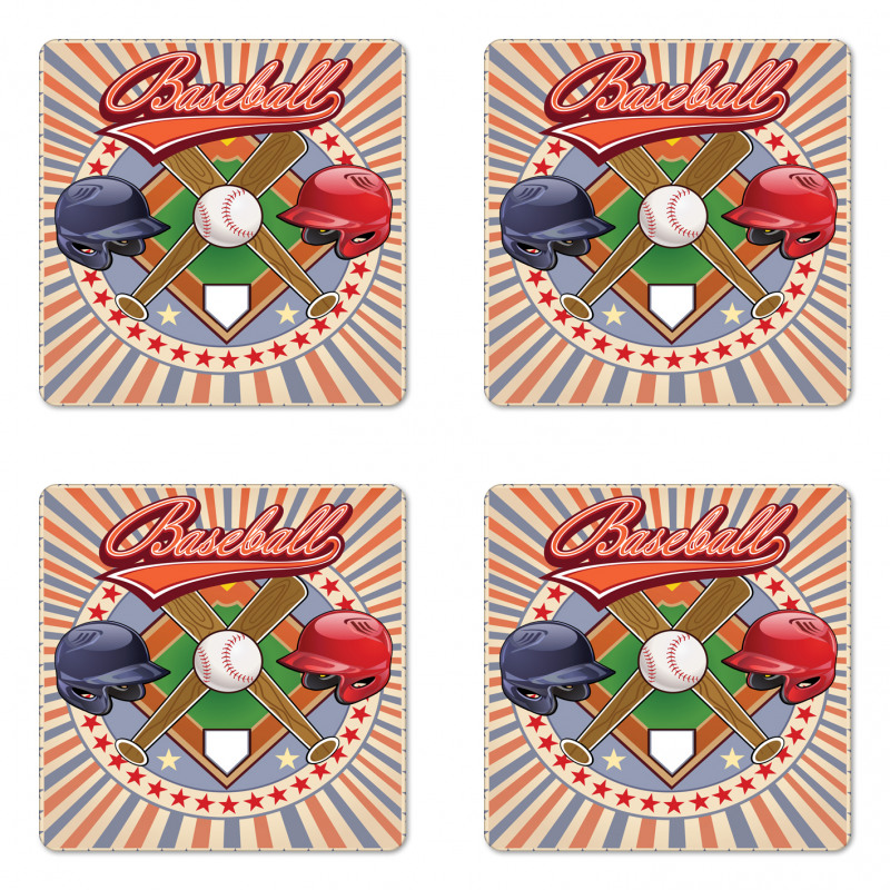 Retro Pop Art Baseball Coaster Set Of Four