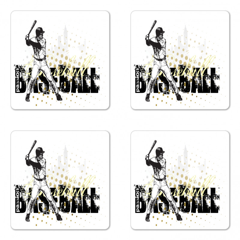 Baseball Grunge Batting Coaster Set Of Four