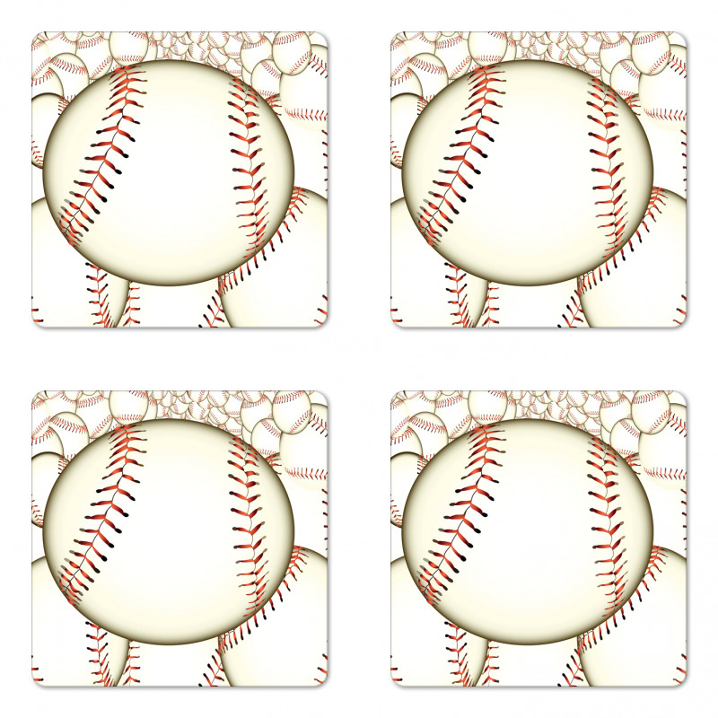 Baseball Ball Pattern Coaster Set Of Four