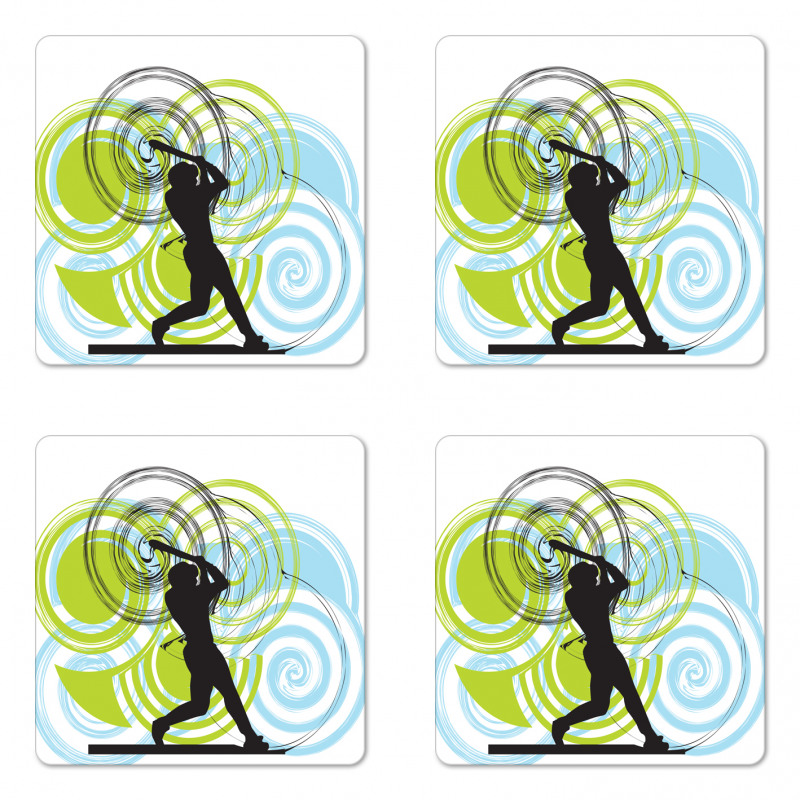 Baseball Player Circles Coaster Set Of Four