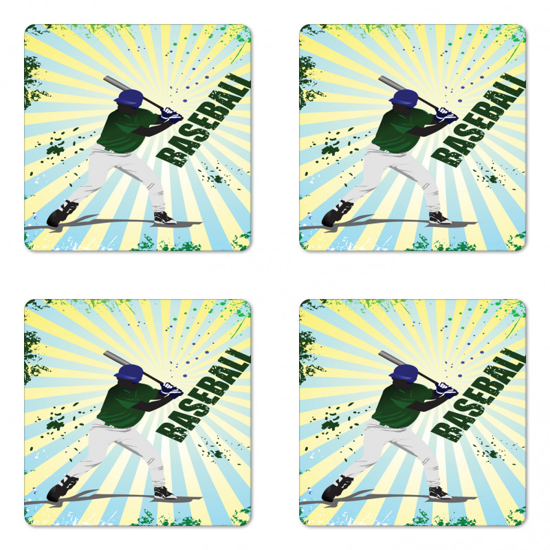 Grunge Baseball Pop Art Coaster Set Of Four