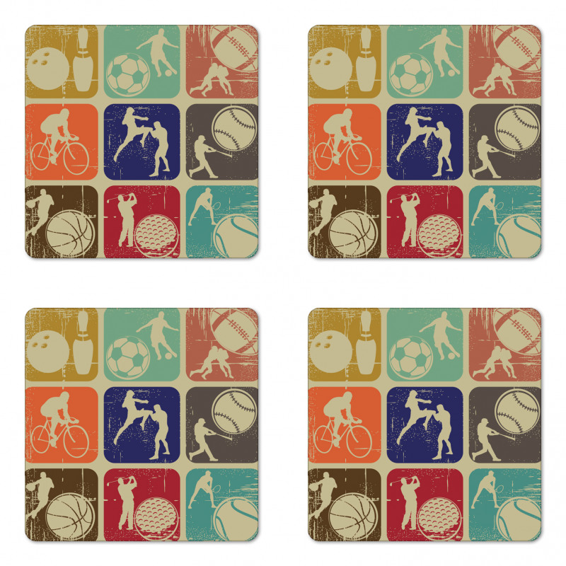 Grunge Sports Banners Coaster Set Of Four