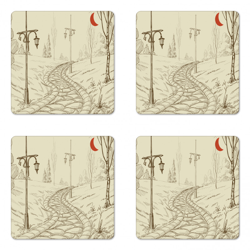 Sketchy Park Alley Coaster Set Of Four