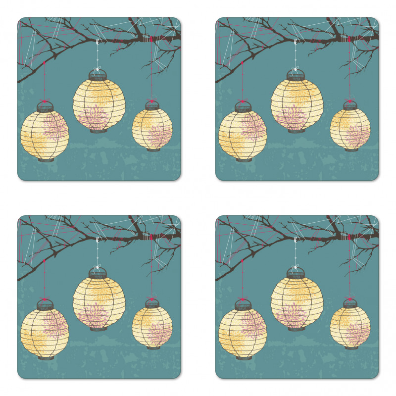 Lanterns Hanging on Tree Coaster Set Of Four