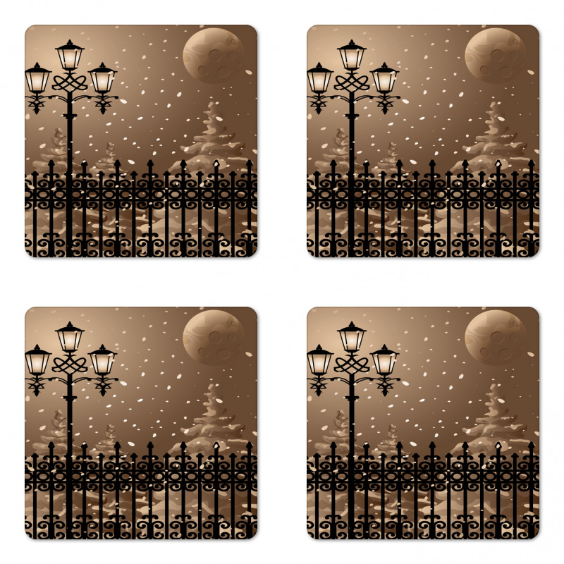 Snowy Moon Evening Coaster Set Of Four