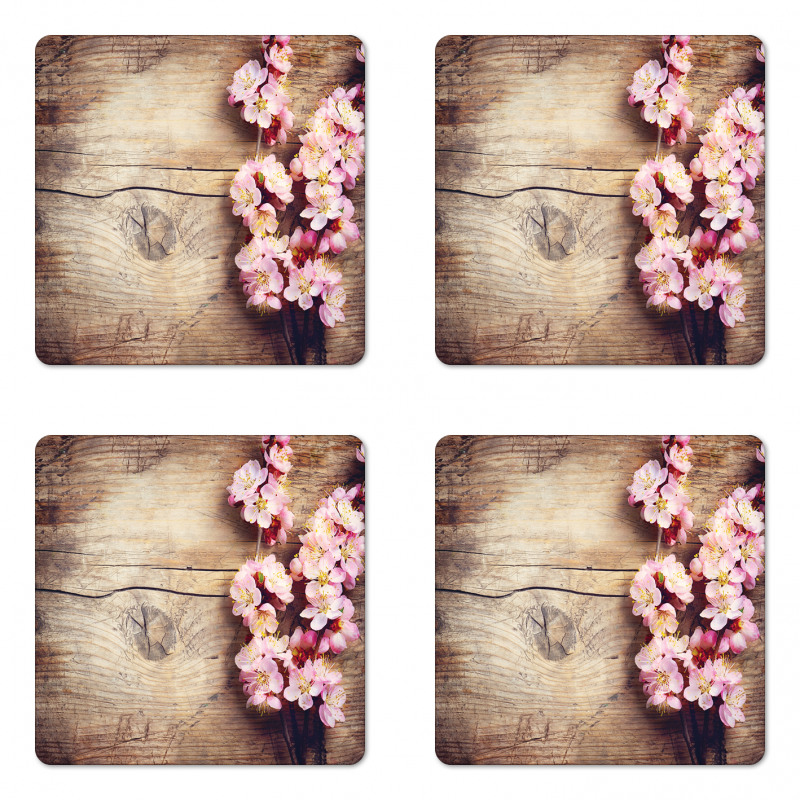 Spring Blossom on Wood Coaster Set Of Four