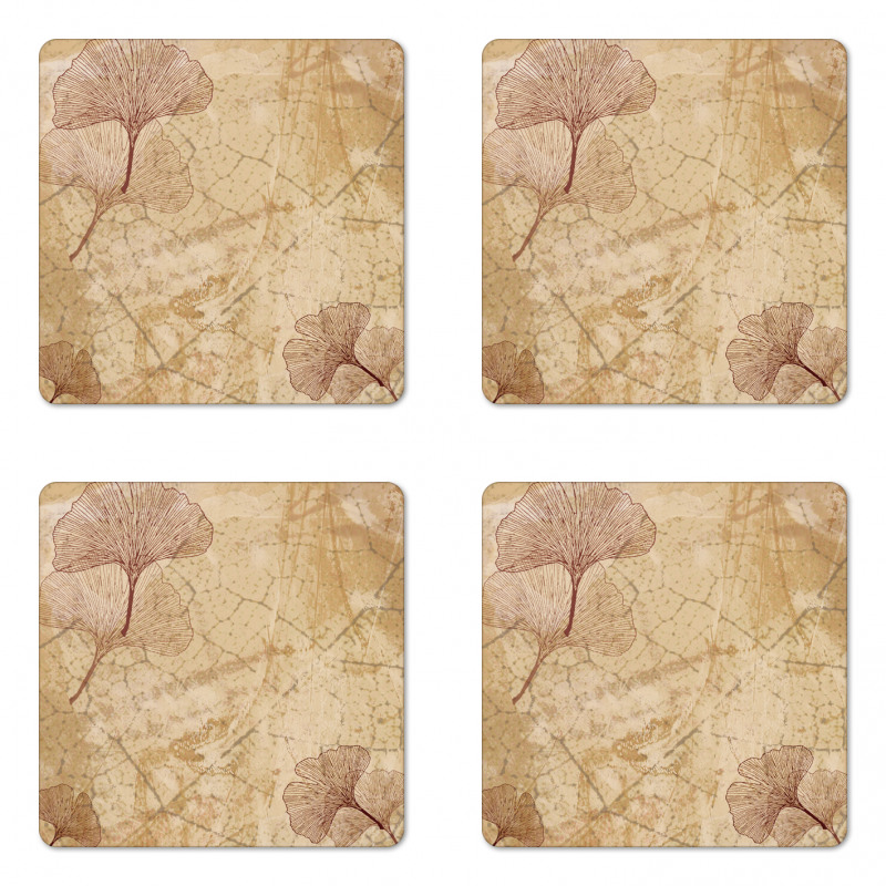 Vintage Leaves Grunge Coaster Set Of Four